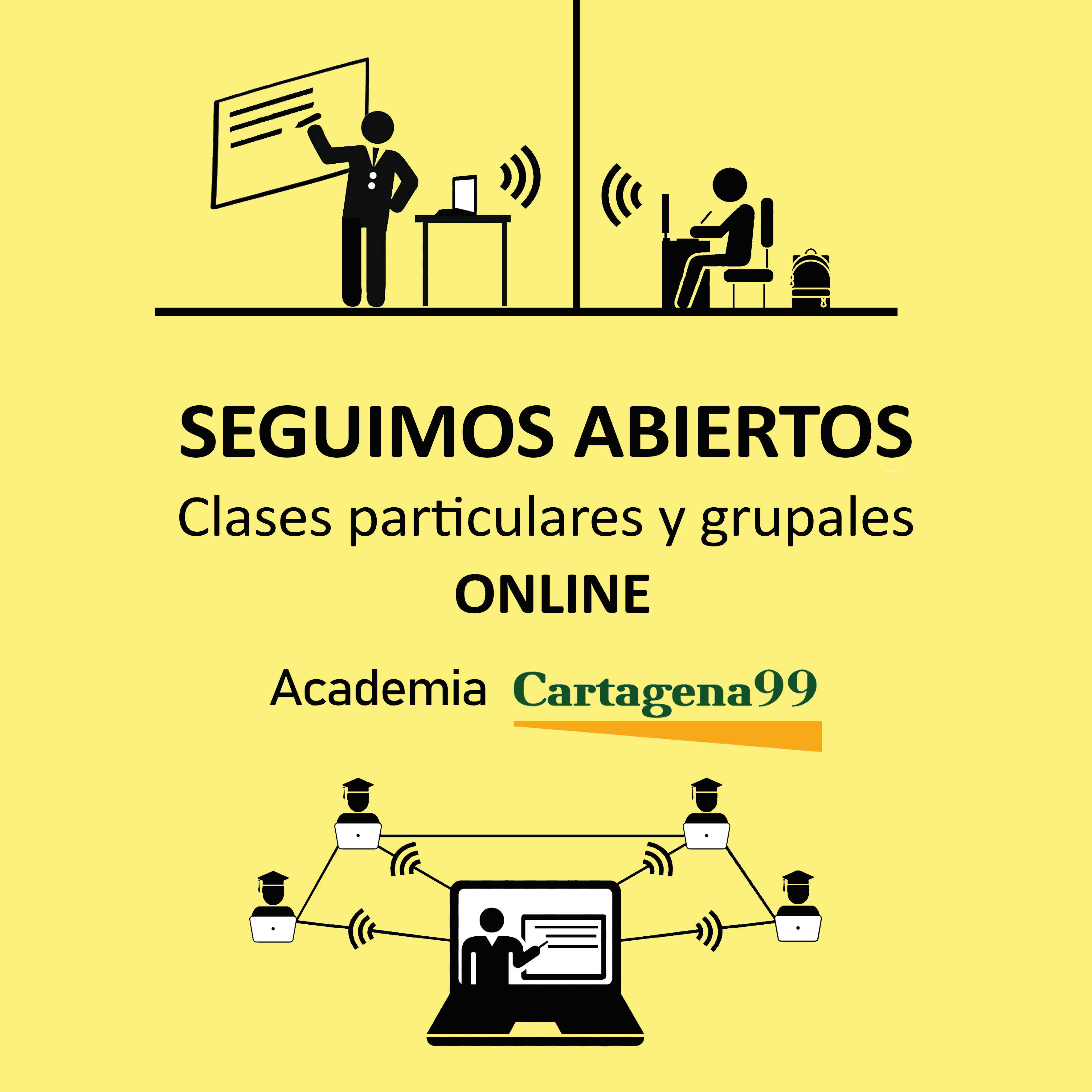 cartel clases online por coronavirus